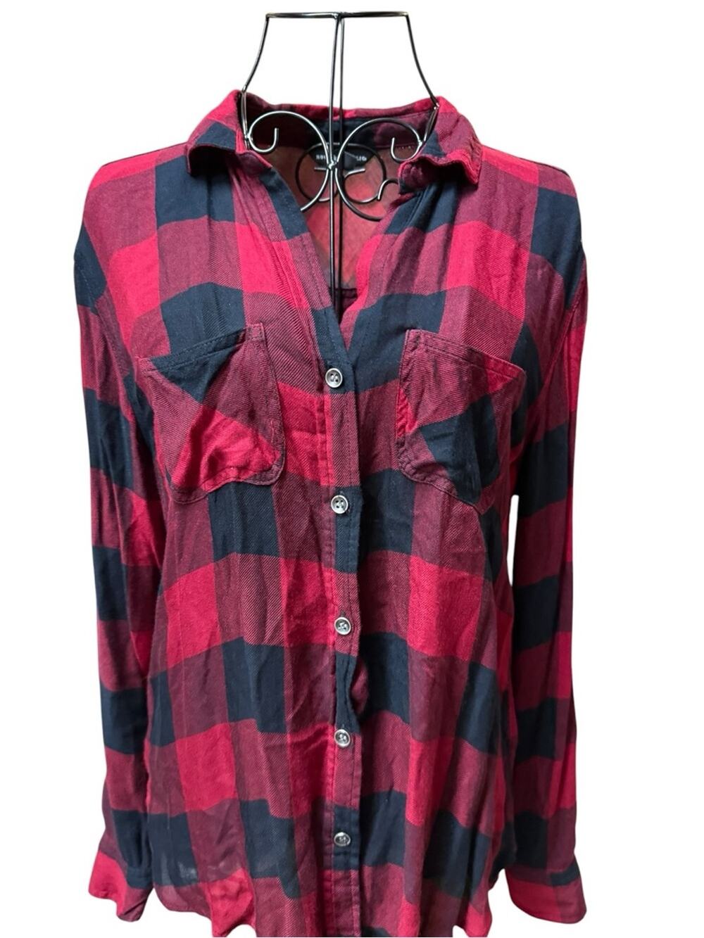 Rock & Republic Red and Black Plaid Shirt Small